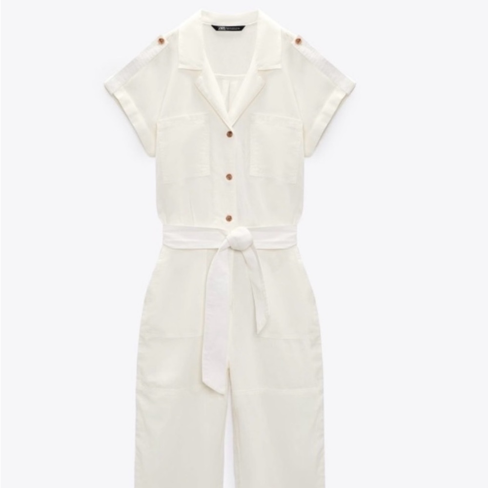 Zara all white sleeveless one piece suit